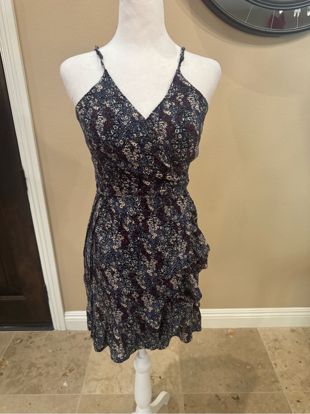 Floral Navy Sleeveless V-Neck Summer Dress